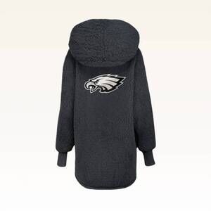 NEW JILL MARTIN women's philadelphia eagles sherpa lounger jacket in black